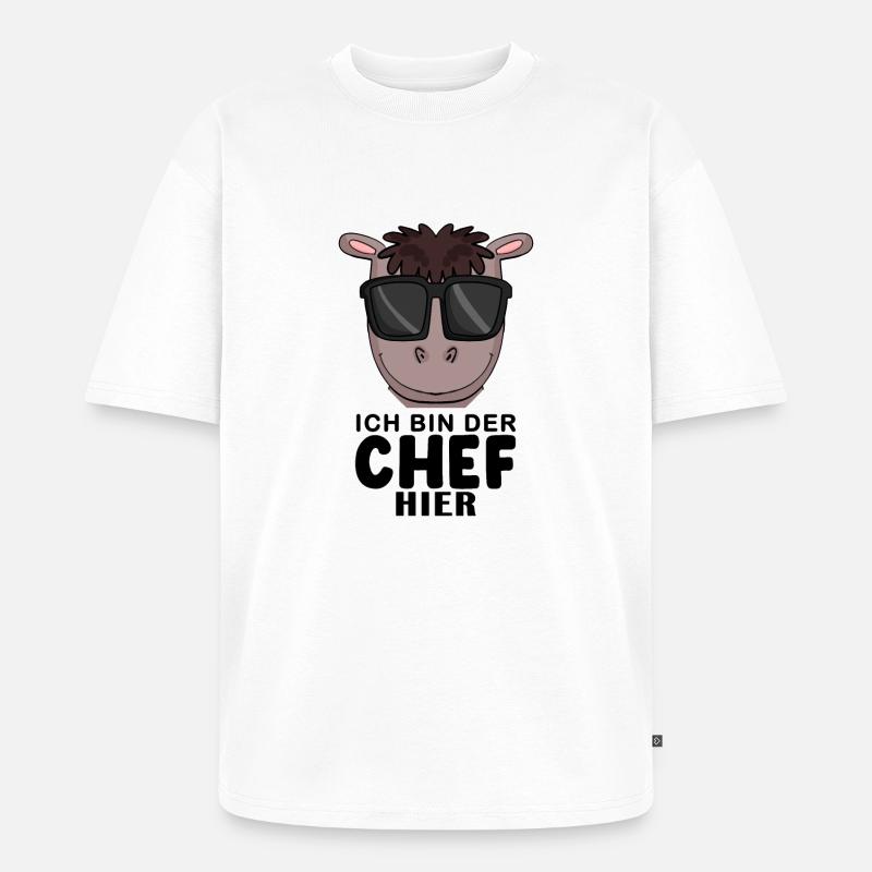 Cool Pferd Chef Spruch - Unisex Premium Oversized Bio T-Shirt - Weiß