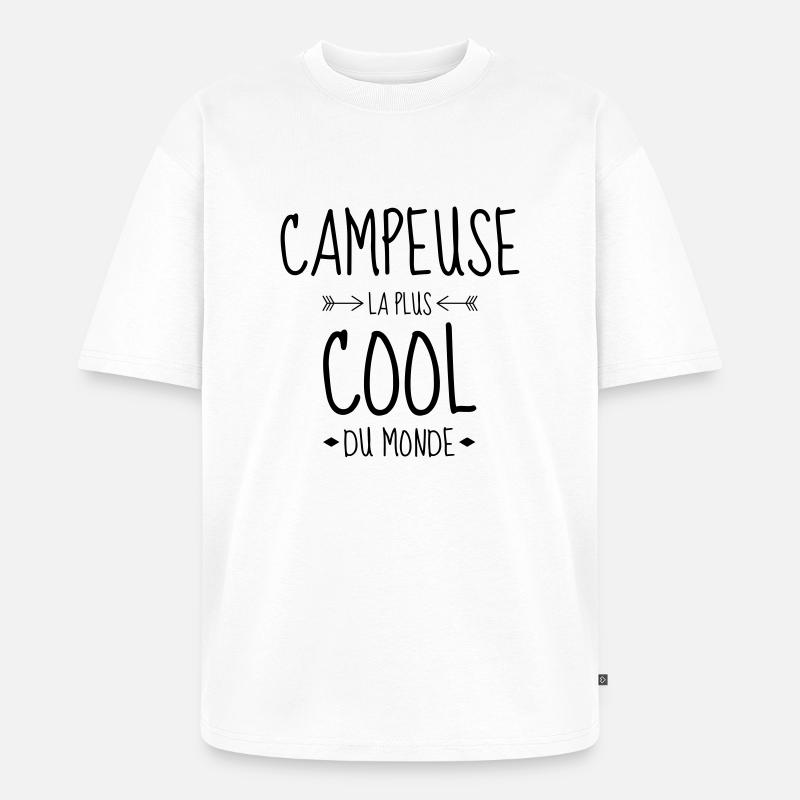 Campingplatz / Camper / Camping / Camp - Unisex Premium Oversized Bio T-Shirt - Weiß