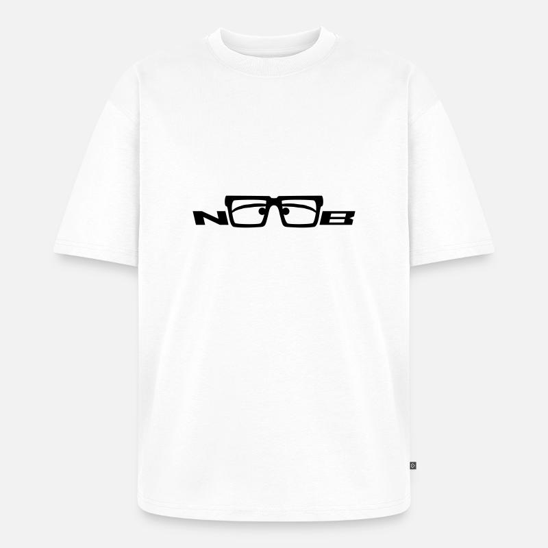 Noob Glasses Face Comic Nerd - Unisex Premium Oversized Bio T-Shirt - Weiß