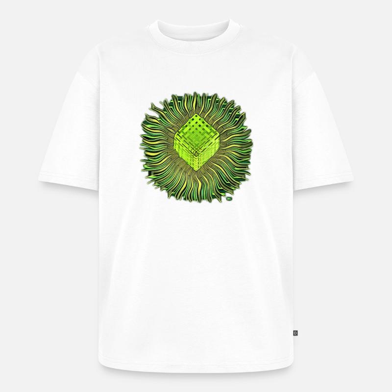 Psychédélique Cube / Cube psychédélique - T-shirt Premium bio oversize Unisexe - blanc