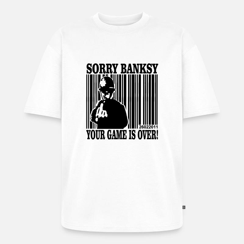 banksy is game over - Unisex Premium Oversized Bio T-Shirt - Weiß