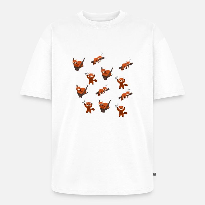 Roter Panda - Unisex Premium Oversized Bio T-Shirt - Weiß