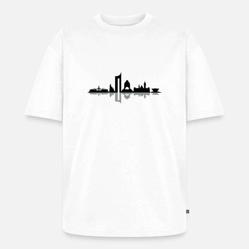 Skyline - Leipzig - Unisex Premium Oversized Bio T-Shirt - Weiß
