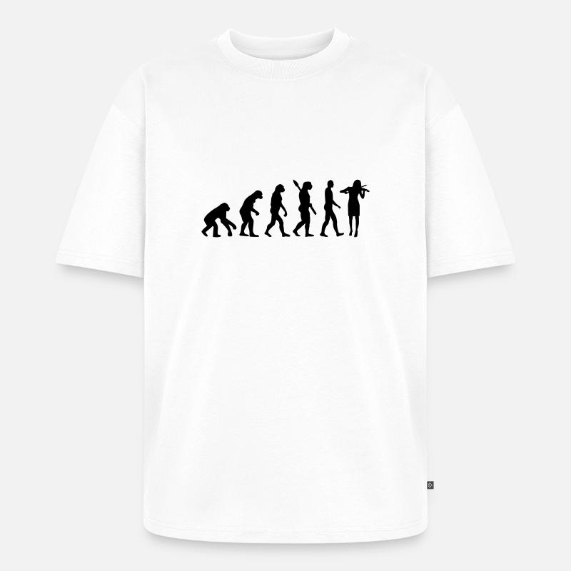 Evolution Violin Fiddle - Unisex Premium Oversized Organic T-Shirt - white