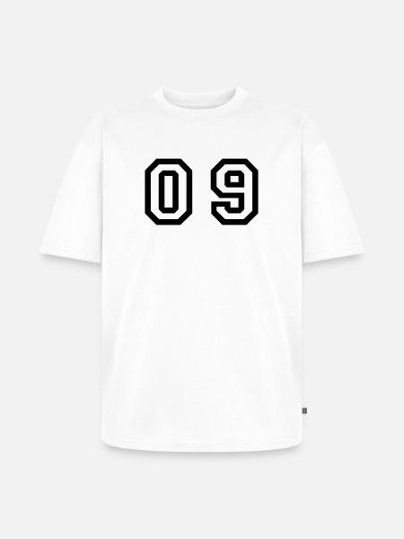 Nummer - 09 - Null neun - Unisex Premium Oversized Bio T-Shirt - Weiß