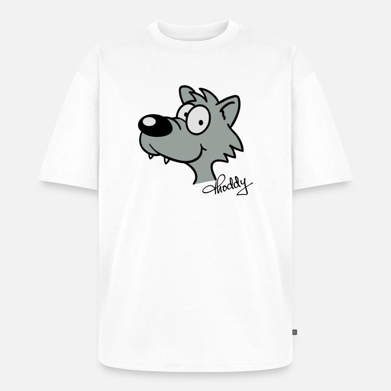 Wolf beflockbar - Unisex Premium Oversized Bio T-Shirt - Weiß