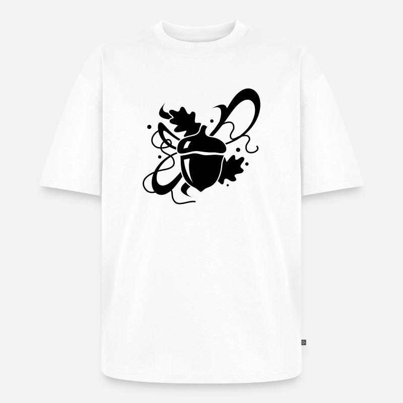 Eichel mit Eichenblätter - Unisex Premium Oversized Bio T-Shirt - Weiß