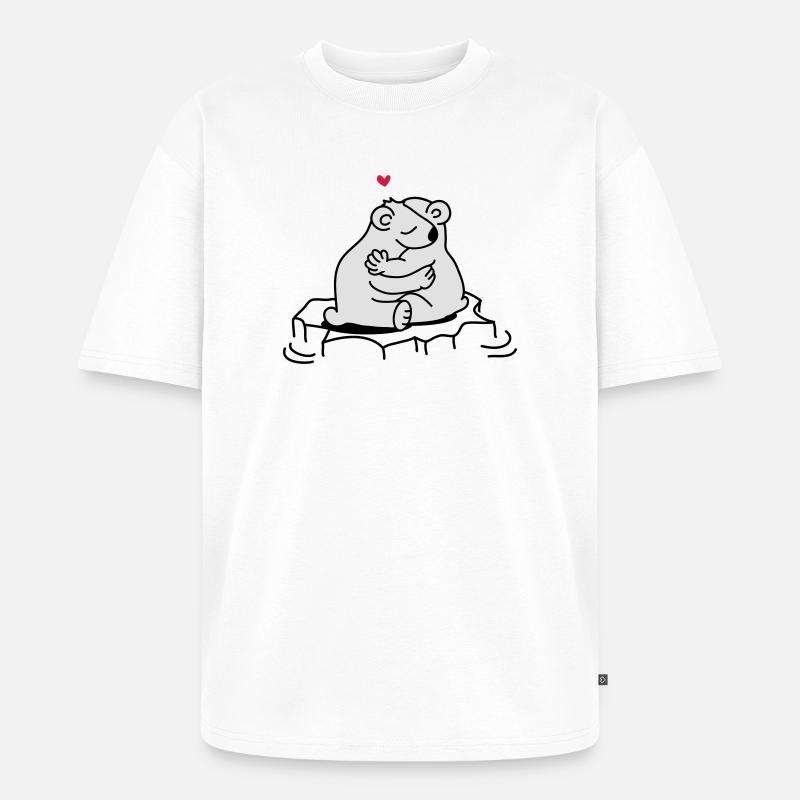 Zwei verliebte Eisbären - Unisex Premium Oversized Bio T-Shirt - Weiß