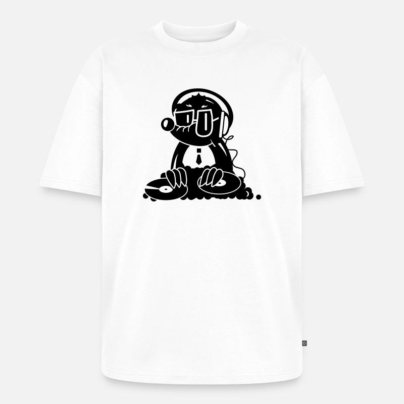 Ein Maulwurf als DJ - Unisex Premium Oversized Bio T-Shirt - Weiß