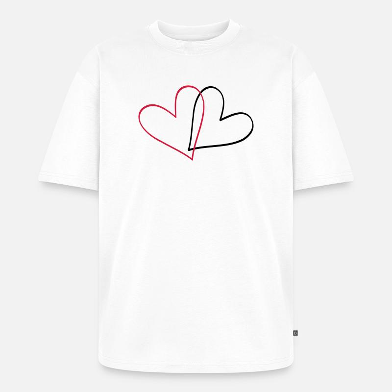 Herzen Herz Geschenkidee Partnerlook - Unisex Premium Oversized Bio T-Shirt - Weiß
