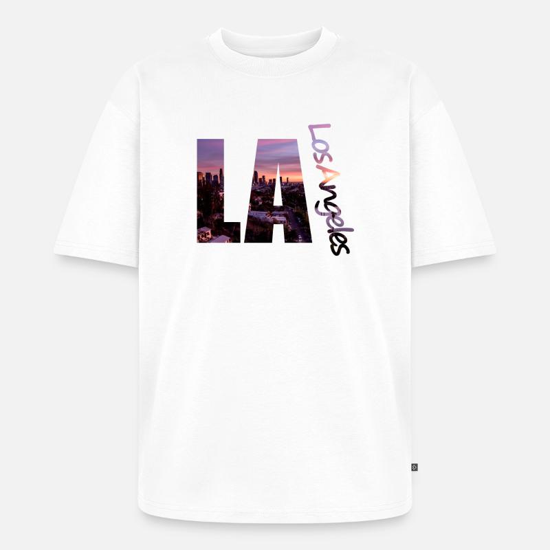 LA - Los Angeles Skyline - Unisex Premium Oversized Bio T-Shirt - Weiß
