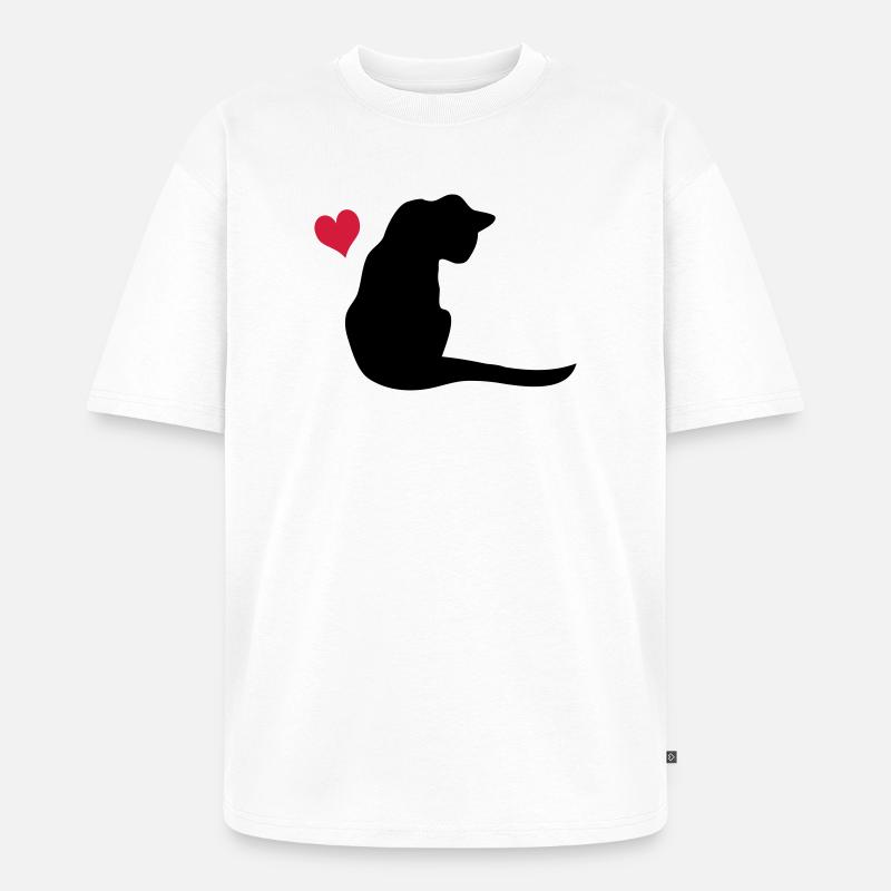 Katze - Unisex Premium Oversized Bio T-Shirt - Weiß