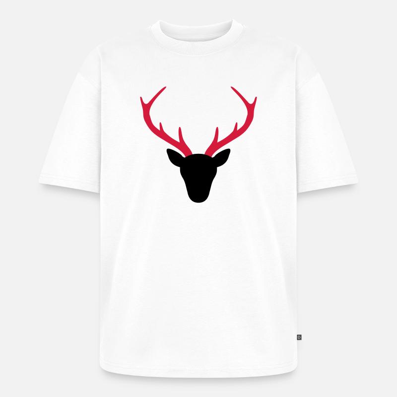 Hirsch Geweih Jäger Geschenk - Unisex Premium Oversized Bio T-Shirt - Weiß