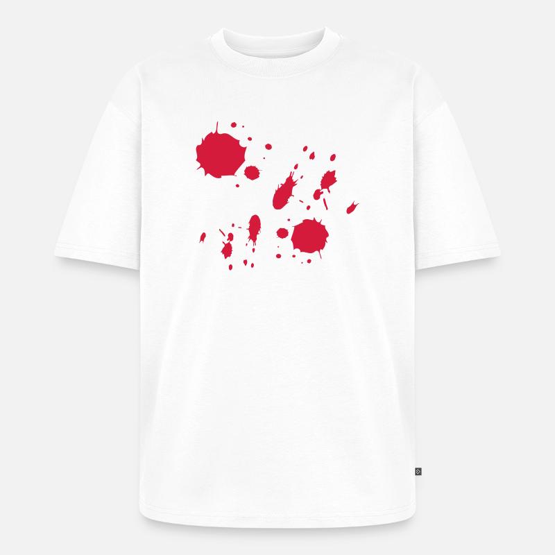 Rote Farbspritzer abstrakte Muster - Unisex Premium Oversized Bio T-Shirt - Weiß
