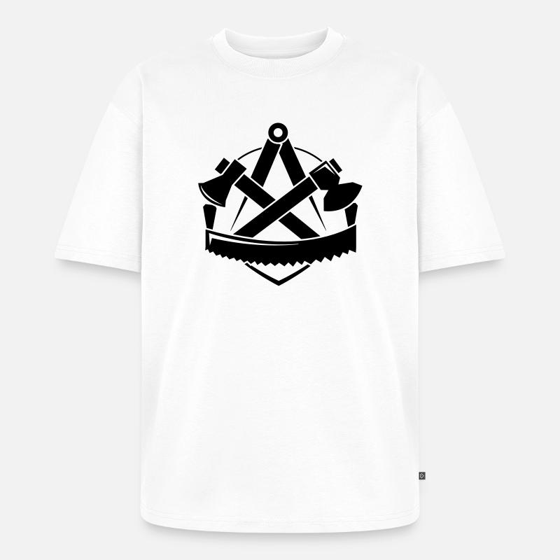 Zimmerer-Logo, Zunftzeichen - Unisex Premium Oversized Bio T-Shirt - Weiß