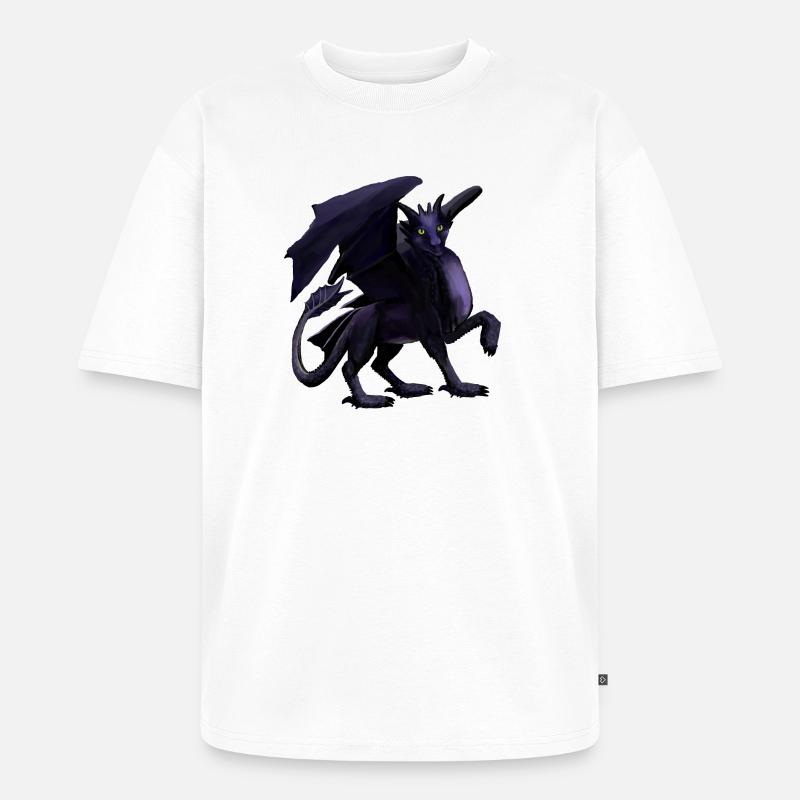Schwarzer Drache - Unisex Premium Oversized Bio T-Shirt - Weiß