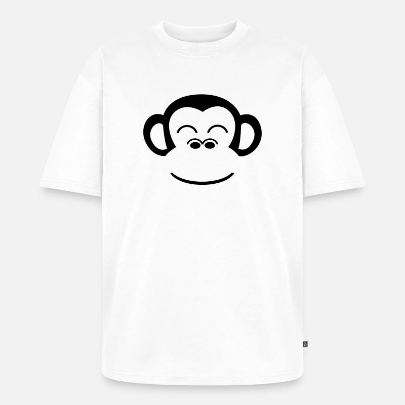 Affe Schimpanse Affengesicht Gorilla Menschenaffe - Unisex Premium Oversized Bio T-Shirt - Weiß