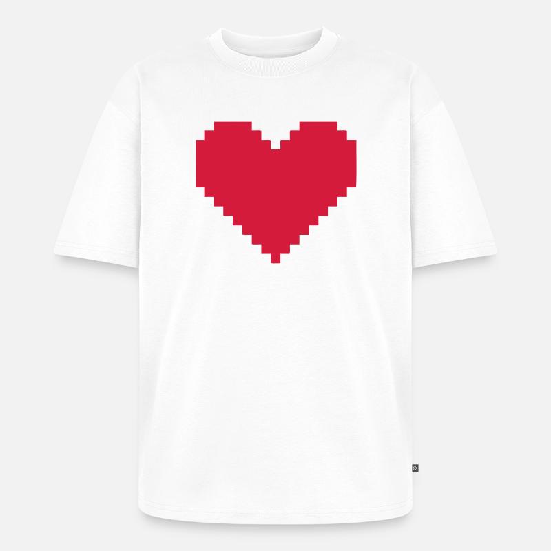 Herz aus Pixel - Unisex Premium Oversized Bio T-Shirt - Weiß