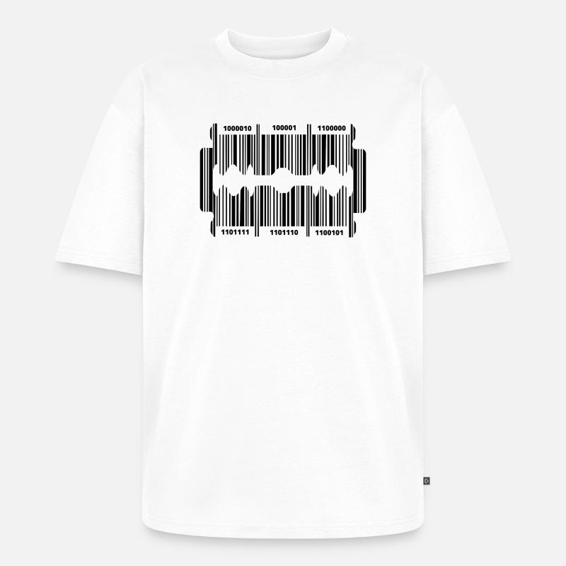 Rasierklinge mit geheim Code - Unisex Premium Oversized Bio T-Shirt - Weiß