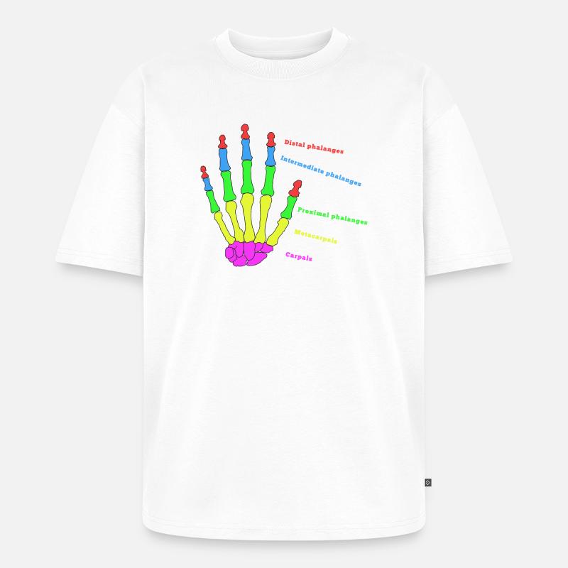 Hand Knochen Anatomie Mensch Evolution Physio - Unisex Premium Oversized Bio T-Shirt - Weiß