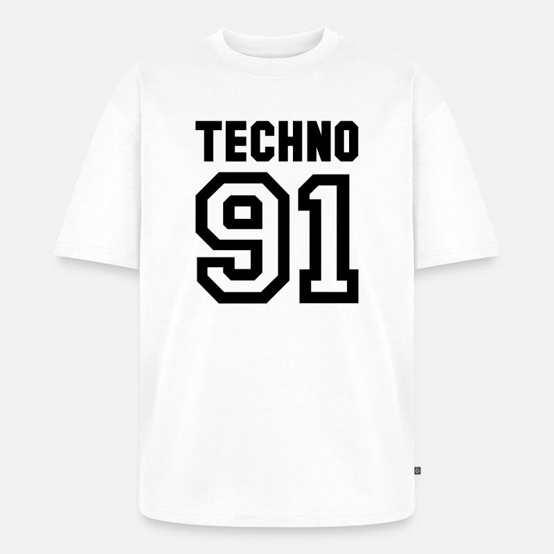 TECHNO Rave Techno 90s 90s - T-shirt Premium bio oversize Unisexe - blanc