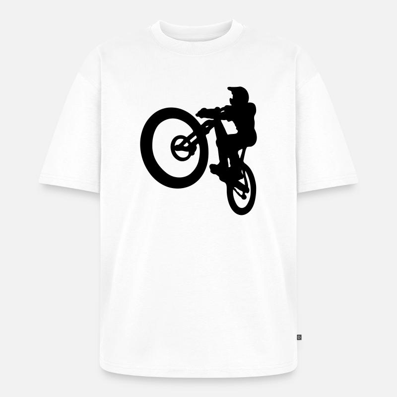 Saut VTT - T-shirt Premium bio oversize Unisexe - blanc