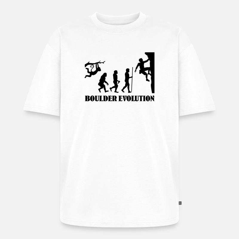 Boulder Evolution Klettern Bergsteigen Boulderer - Unisex Premium Oversized Bio T-Shirt - Weiß