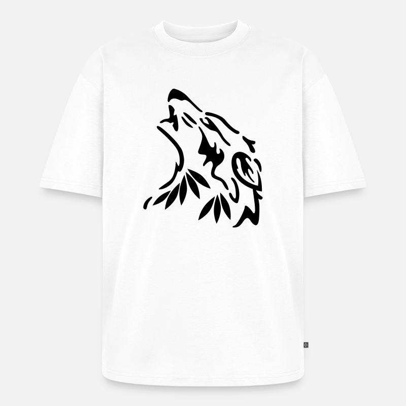 wolf - Unisex Premium Oversized Bio T-Shirt - Weiß
