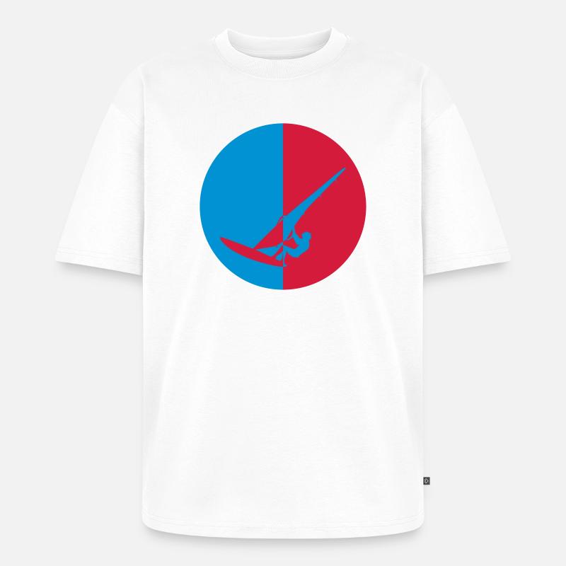 Windsurfen / Windsurfer / Windsurf / Windsurfing - Unisex Premium Oversized Bio T-Shirt - Weiß