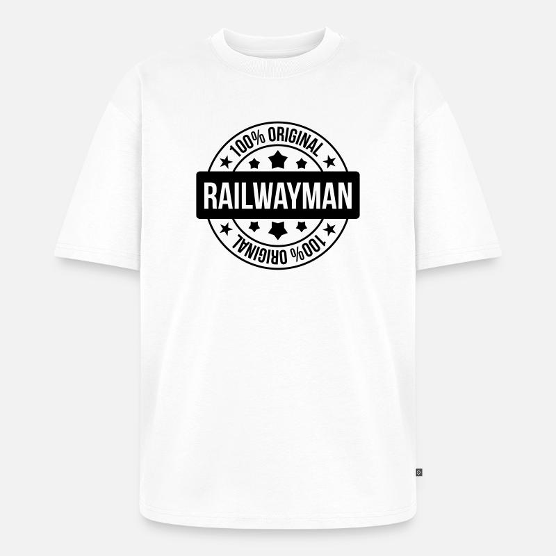 Cheminot / Chemin de fer / Train / Metro - T-shirt Premium bio oversize Unisexe - blanc