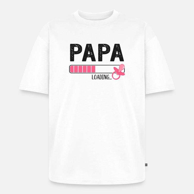 Papa Loading Werdender Vater Schwangerschaft - Unisex Premium Oversized Bio T-Shirt - Weiß