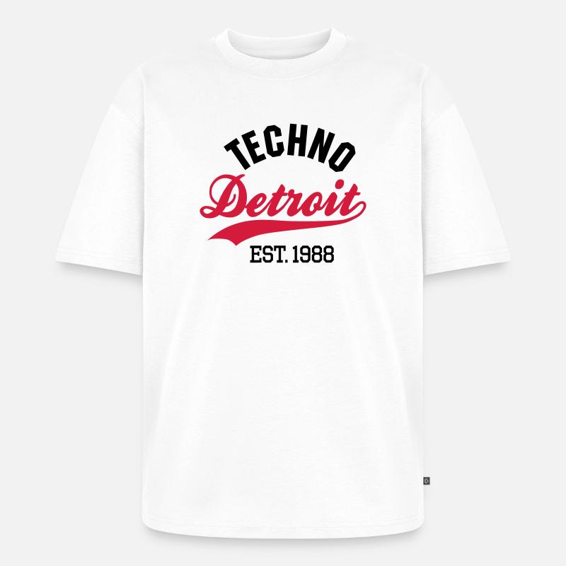 Techno Detroit est.1988 - Unisex Premium Oversized Bio T-Shirt - Weiß