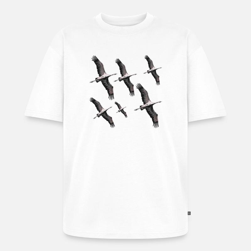 Vogelzug Kraniche - Unisex Premium Oversized Bio T-Shirt - Weiß