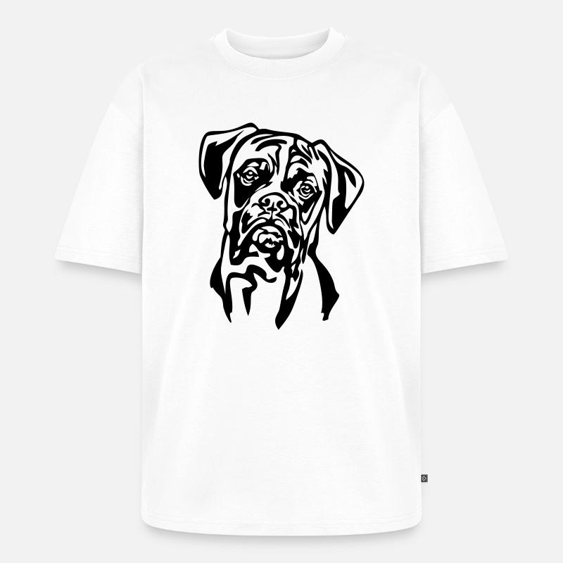 Boxer Kopf - Unisex Premium Oversized Bio T-Shirt - Weiß