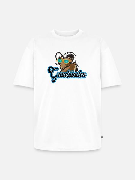 Graubünden Steinbock Stil - Unisex Premium Oversized Bio T-Shirt - Weiß