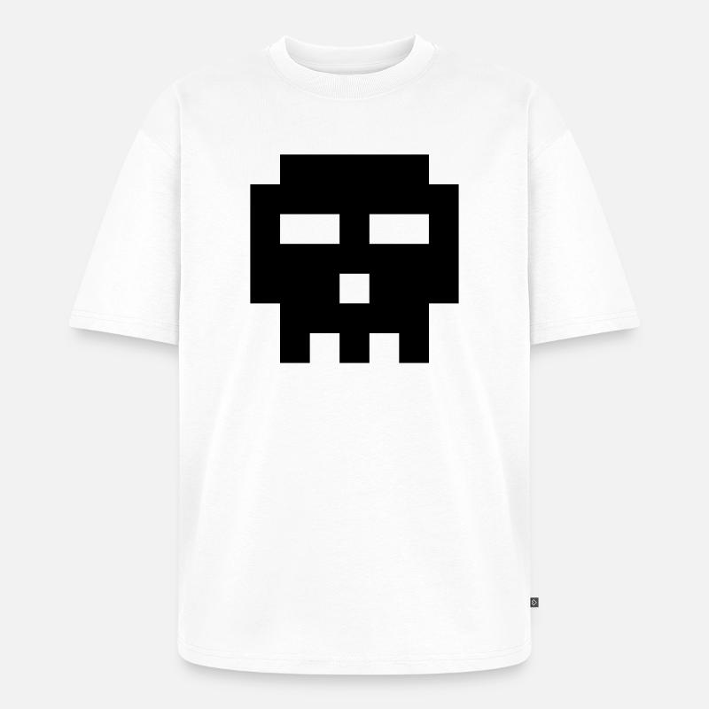 Pixel-Schädel. - Unisex Premium Oversized Bio T-Shirt - Weiß