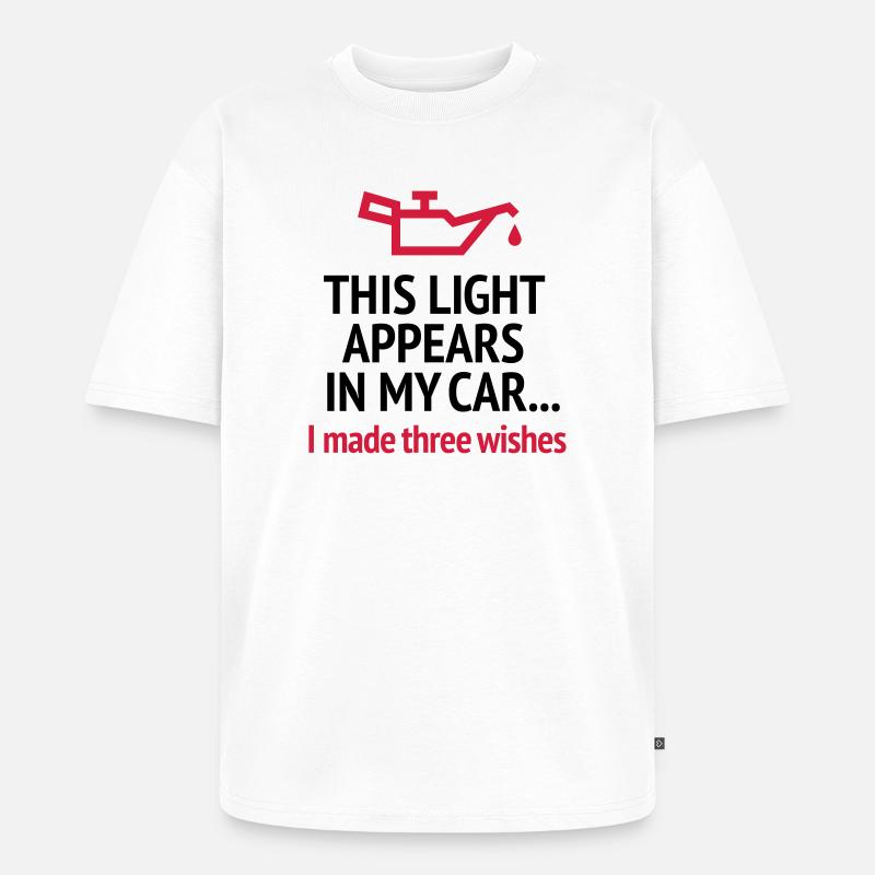 Lustiges blondes Scherzführerscheinautofahröl - Unisex Premium Oversized Bio T-Shirt - Weiß