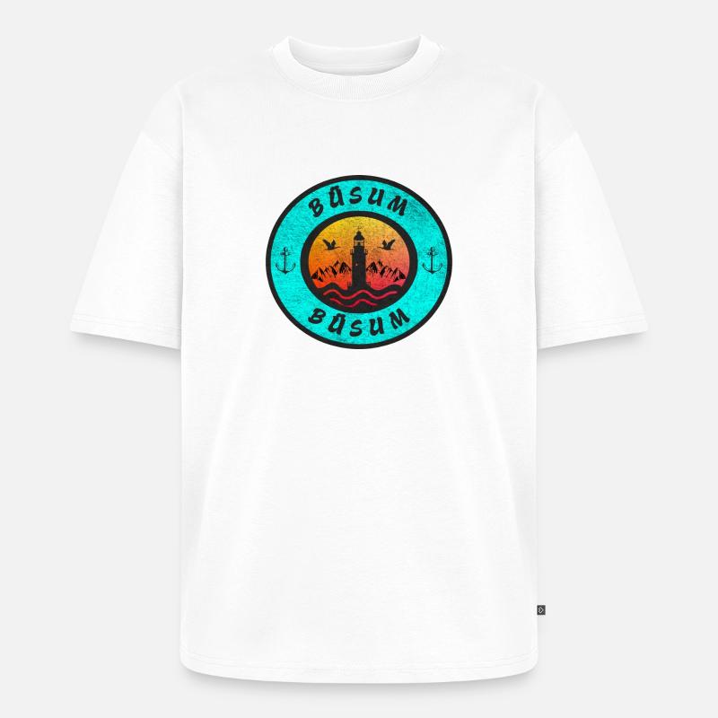 Büsum Leuchtturm Design / Geschenkidee - Unisex Premium Oversized Bio T-Shirt - Weiß
