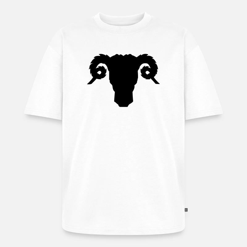 Bock- oder Rammkopfschattenbild - Unisex Premium Oversized Bio T-Shirt - Weiß