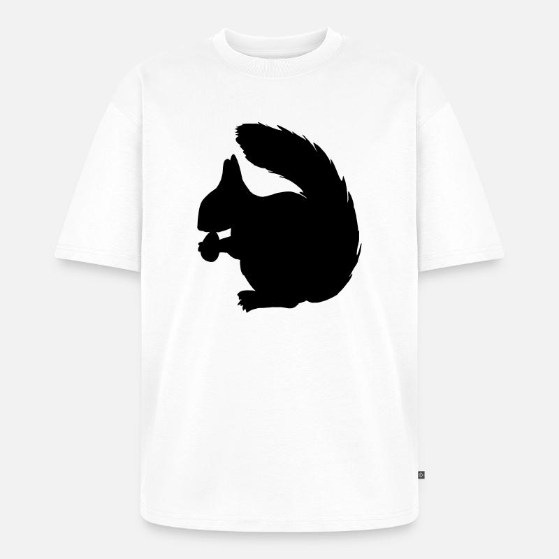 Eichhörnchen mit Nussschattenfigur - Unisex Premium Oversized Bio T-Shirt - Weiß