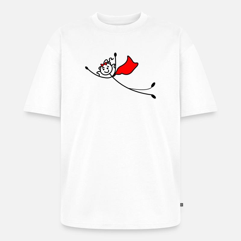 Fliegende Superfrau oder mit rotem Umhang - Unisex Premium Oversized Bio T-Shirt - Weiß