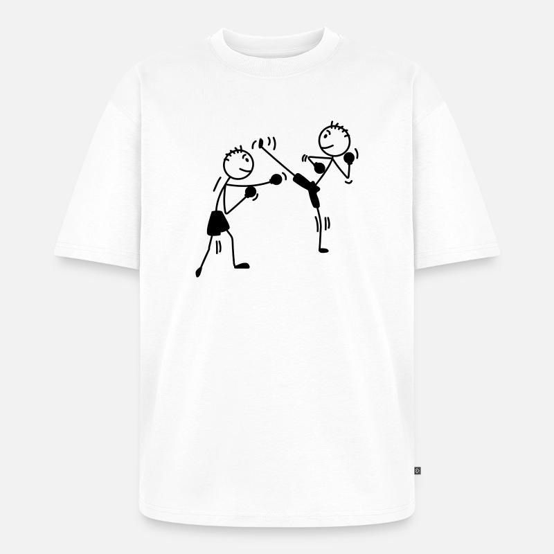 Kickboxen High Kick und Schläge - Unisex Premium Oversized Bio T-Shirt - Weiß