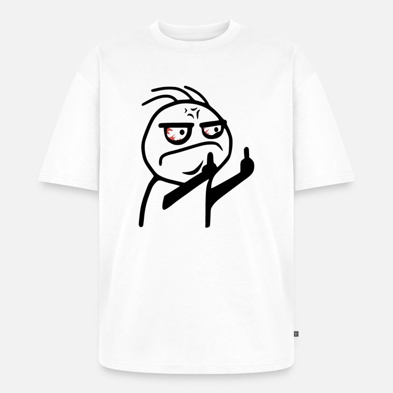 Mittelfinger Meme Fick dich Strichmännchen - Unisex Premium Oversized Bio T-Shirt - Weiß