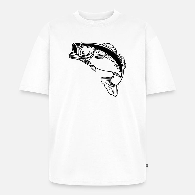 Logo transparent de poisson pour pêcheur - T-shirt Premium bio oversize Unisexe - blanc
