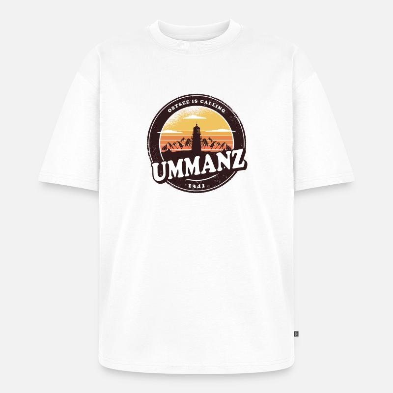 Ummanz Ostsee Leuchtturm Design / Geschenkidee - Unisex Premium Oversized Bio T-Shirt - Weiß