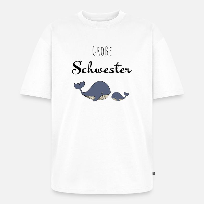 Große Schwester Wal - Unisex Premium Oversized Bio T-Shirt - Weiß