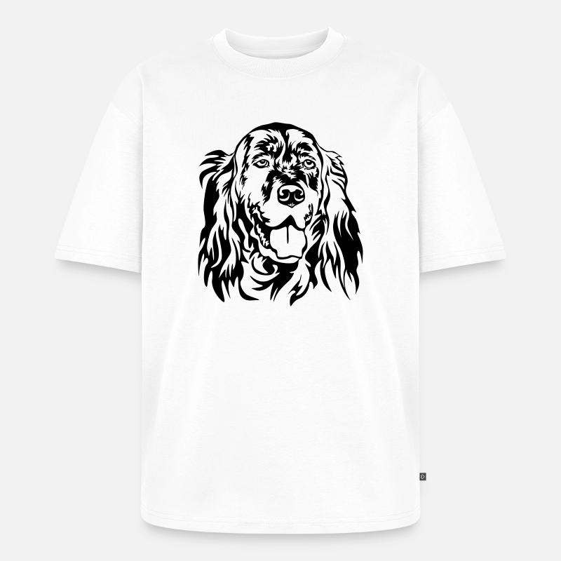 Englischer Setter Kopf - Unisex Premium Oversized Bio T-Shirt - Weiß