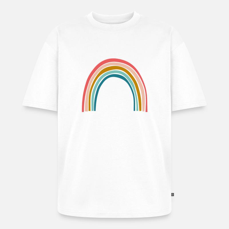 Pastell Regenbogenbogen - Unisex Premium Oversized Bio T-Shirt - Weiß