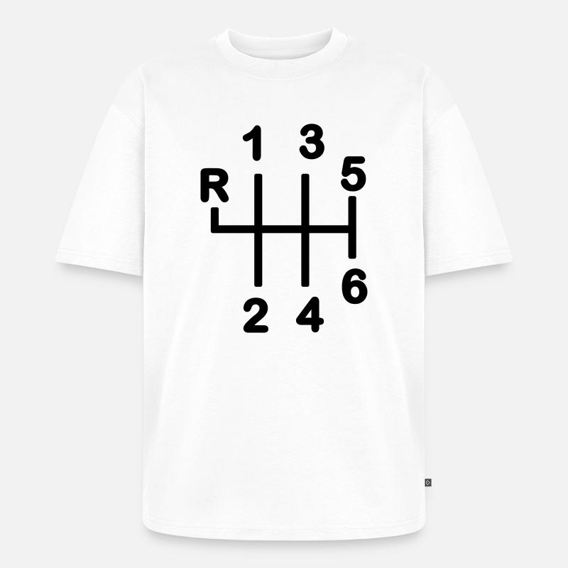 Boîte de vitesses 6 vitesses - T-shirt Premium bio oversize Unisexe - blanc