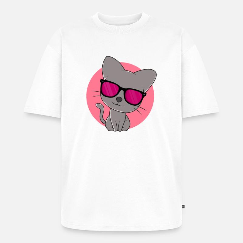 Süßes graues Kätzchen - Unisex Premium Oversized Bio T-Shirt - Weiß